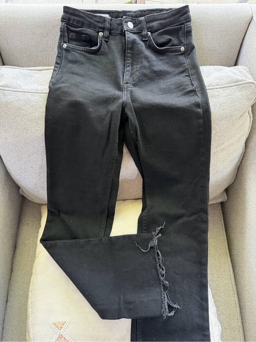 Zara Black Skinny Jeans with Frayed Hem